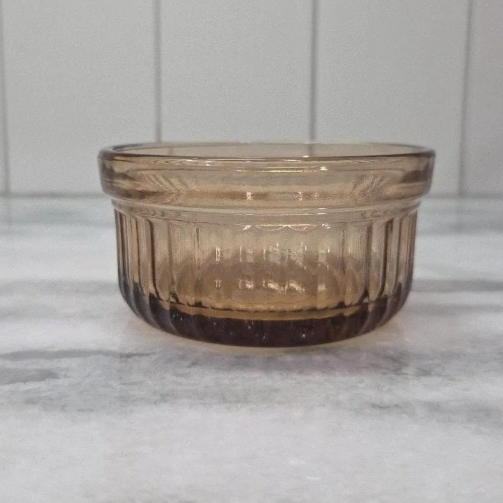 Anchor Hocking Amber Ramekin #1434, Vintage Custard Dish, Brown Kitchenware‎